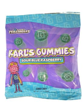 Mr Beast Feastables Karl's Blue Raspberry Sour Gummies Candy Bag, 100 G